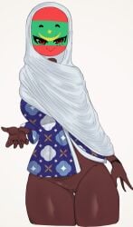 2026 african african_female big_breasts clothed clothing countryhumans countryhumans_girl dark-skinned_female dark_skin female female_only flawsy hijab looking_at_viewer mauritania_(countryhumans) red_eyes tagme thick_thighs white_background