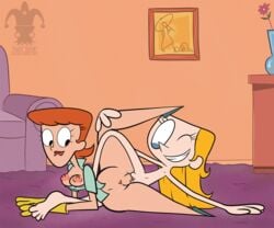 2017 2girls accurate_art_style adult_and_teenager blargsnarf bottomless bottomless_female cartoon_network dee_dee_(dexter's_laboratory) dexter's_laboratory dexter's_mom female female/female female_only human human_only incest lipstick mother_and_daughter multiple_girls nude nude_female official_style on_floor pussy smile smiling tagme teenager tribadism tribbing vulva wink yuri