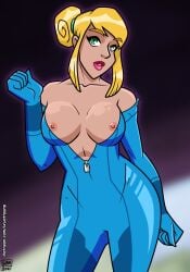1girls big_breasts blonde_hair breasts female metroid nintendo nipples samus_aran solo wyattoons zero_suit zero_suit_samus