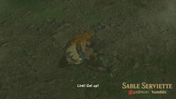 1boy 1girls 3d 3d_animation animated blonde_hair blue_eyes breasts breath_of_the_wild british_accent clothed_female clothed_male comforting english_dialogue english_subtitles english_voice_acting link link_(breath_of_the_wild) long_hair long_hair_female looking_back nintendo nude_female nude_male penetration princess_zelda sable_serviette sex sex_from_behind sound tagme the_legend_of_zelda tongue_out video voice_acted zelda_(breath_of_the_wild)
