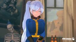 1girl 1girls 3d 3d_animation abf_mmd alternate_breast_size animated anna_anon big_breasts blue_eyes bomb_collar bra breasts cosplay costume crossover english english_dialogue english_subtitles english_voice_acting fallout huge_breasts koikatsu large_breasts long_hair long_hair_female longer_than_30_seconds pipboy_3000 pixiewillow rwby scar_across_eye see-through see-through_clothing shorter_than_one_minute slave_collar solo_female sound subtitled tagme vault_dweller vault_suit video voice_acted weiss_schnee white_hair white_hair_female