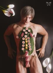 1boy 3d 3d_(artwork) 3d_artwork crab erect_cock erect_dick erect_penis erection food_on_body food_on_dick food_on_nipples fully_naked fully_naked_male fully_nude fully_nude_male hell4ide leon_scott_kennedy looking_at_viewer lying male male_only naked naked_male nantaimori nude nude_male resident_evil solo solo_male sushi sushi_on_body tagme