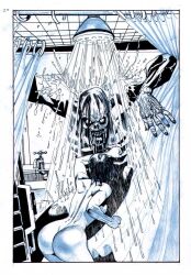 1boy 1girls ass bathroom big_ass bubble_butt female horror male monster monster_on_female nude shower simon_bisley traditional_media_(artwork) zombie
