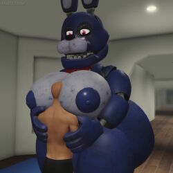 3d 3d_(artwork) 3d_animation animated animatronic anthro ass big_moobs big_pecs bonnie_(fnaf) bunny five_nights_at_freddy's furry gay head_between_pecs huge_ass hyper hyper_ass hyper_breasts hyper_thighs male male/male moobs muitetul no_sound pecs tagme