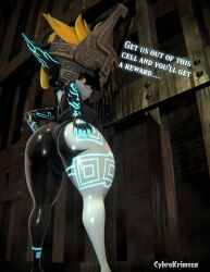 1girls 3d big_ass blender cybrokrimson dark_skin english_text female female_only imp midna nintendo shortstack solo tagme text the_legend_of_zelda twilight_princess