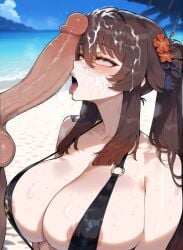 1girls ahe_gao ahegao_face ai_generated almost_naked almost_nude alternate_breast_size ass bare_breasts bare_legs bare_midriff bare_shoulders bare_thighs beach belly big_ass big_breasts big_hips bikini black_bikini blowjob blowjob_face blue_sky blush boobaai breasts brown_eyes cum cum_in_mouth cum_inside cum_on_face cum_on_hair curvaceous curvaceous_female curvaceous_figure curvy curvy_figure dark day daytime deep_skin down_angle drooling earrings exposed_torso fellatio female female_focus female_squatting genshin_impact groping hair_ornament horny horny_female hoyoverse hu_tao_(genshin_impact) huge_ass huge_breasts large_ass large_breasts light-skinned_female lips long_hair mihoyo navel ocean on_beach oral oral_penetration oral_sex parted_lips penis penis_awe penis_in_mouth penis_on_face penis_out sand sea sexy sky sling_bikini solo solo_focus squatting squatting_position sweat thong_bikini tongue tongue_out v_string_bikini voluptuous voluptuous_female wide_hips