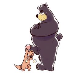 2017 anthro bear cum duo erection male mammal mustelid otter penis riversausage simple_background size_difference slightly_chubby white_background yaoi