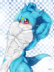 2015 anthro balls blush digimon flaccid male male_only penis rionkion shocked solo veemon