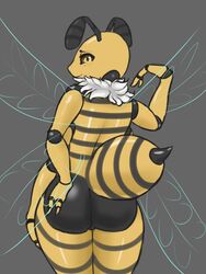 2017 antennae anthro arthropod ass bee female insects nude nukenugget pussy simple_background smile solo wings