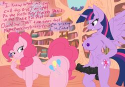 2014 2girls alicorn animal_genitalia animal_penis anthro anthrofied areola ass balls big_breasts blue_eyes blush breasts busty cleavage cutie_mark dialogue dickgirl duo earth_pony english_text equine equine_penis erection feathered_wings feathers female friendship_is_magic fur furry futa_with_female futanari grin hair horn horse horsecock inside intersex mammal multicolored_hair my_little_pony nipples nude penis pink_fur pink_hair pinkie_pie_(mlp) pony poprocks princess_twilight_sparkle_(mlp) purple_eyes purple_fur purple_hair sideboob smile straight_hair testicles text twilight_sparkle_(mlp) two_tone_hair voluptuous wings