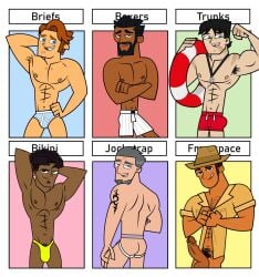 accurate_art_style big_ass big_penis bikini briefs briefs_only connor_(disventure_camp) diego_(disventure_camp) diego_olivo disventure_camp disventure_camp:_carnival_of_chaos gay hairy hairy_male illustration james_(disventure_camp) jockstrap lifeguard logan_(disventure_camp) logan_bell male male_only meme muscular muscular_male nervous nervous_smile tagme tdda19 thomas_reed thong tom_(disventure_camp) underwear underwear_only whistle whistle_around_neck zaid_(disventure_camp) zaid_hakim