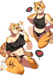 big_breasts breasts cleavage huge_breasts mx99926 slightly_chubby tagme thick_thighs tiger tiger_girl wide_hips