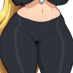 1girls ai_generated cameltoe close-up cynthia_(pokemon) mullon novelai pokemon pokemon_(anime) pokemon_dppt solo solo_female solo_focus thick_thighs thigh_focus thighs wide_hips