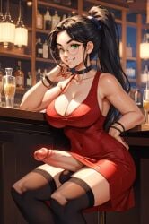 ai_generated cleavage dress dress_lift futanari public stockings theboxgoblin