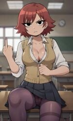 ai_generated ass bigmic145 black_eyes breasts bully cleavage female female_only freckles freckles_on_face gyaru kim_pine medium_breasts netflix panties pantyhose pantyshot red_hair school_uniform schoolgirl scott_pilgrim scott_pilgrim_takes_off solo solo_female