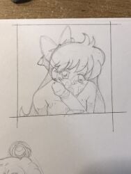 1boy 1girls bishoujo_senshi_sailor_moon bow cum cum_in_mouth ejaculation fellatio fullmetalsketch looking_at_viewer nude oral oral_sex penis pov sailor_venus sketch