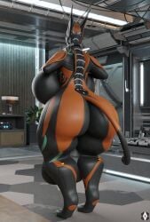 1futa 3d absurd_res anthro ass_focus big_ass big_breasts big_penis black_body claws cyan_penis futa_only futanari gabrielarchgod highres huge_ass huge_breasts huge_cock hyper hyper_balls hyper_breasts hyper_penis multicolored_body orange_body solo tail thick_thighs valkyr_(warframe) warframe wide_hips