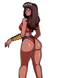 ass_focus bracelet brown-skinned_female brown_body brown_eyes brown_hair brown_skin frank_draws kamala_khan looking_back looking_back_at_viewer marvel marvel_comics mask masked_female ms._marvel ms._marvel_(kamala_khan) muslim muslim_female pakistani pakistani_female sports_bra sports_panties teenager