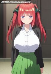 ai_generated aindroidparanoid ass big_ass big_breasts big_butt blue_eyes busty curvy cute fat_ass female female_only go-toubun_no_hanayome hips huge_ass huge_breasts large_ass large_breasts legs massive_breasts nakano_nino narrow_waist red_hair school school_uniform schoolgirl schoolgirl_uniform shirt skirt slim_waist stable_diffusion the_quintessential_quintuplets thick_ass thick_thighs twintails voluptuous waist wide_hips