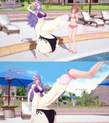 1futa 1girls 3d balls bikini bikini_bottom bikini_top breasts camilla_(fire_emblem) cock_vore dialogue english_text female femsub fire_emblem fire_emblem_fates futa_on_female futadom futanari hair_over_one_eye huge_breasts hyper hyper_balls hyper_penis hyper_testicles ineffective_clothing light-skinned_female light-skinned_futanari mostly_nude penis pink_hair pool poolside purple_hair request sakura_(fire_emblem) short_hair testicles vore xavierhuge