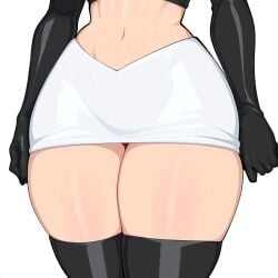 1girls ai_generated close-up jessie_(pokemon) mullon novelai pokemon pokemon_(anime) pokemon_journeys skirt solo solo_female solo_focus team_rocket team_rocket_uniform thick_thighs thigh_focus thighs wide_hips