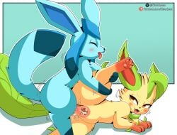 blue_body blue_fur blush bodily_fluids canid cloudeon cum cum_in_pussy cum_inside duo eeveelution feet female female_feral feral feral_on_feral feral_penetrated feral_penetrating feral_penetrating_female feral_penetrating_feral fur generation_4_pokemon genital_fluids genitals glaceon hi_res internal leafeon leg_glider_position male male_feral mammal nintendo paws penetration penile penile_penetration penis penis_in_pussy pokemon pokemon_(species) pussy raised_leg sex tongue tongue_out vaginal_penetration vaginal_penetration yellow_body yellow_fur