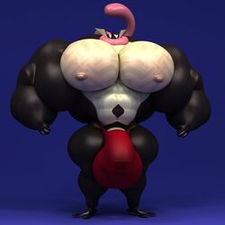 1boy 2017 3d abs alternate_color amphibian anthro anthroanim biceps bulge clothing digital_media_(artwork) greninja hi_res hyper hyper_muscles long_tongue male male_only muscular muscular_male nintendo nipples original_character pecs penis pokemon pokemon_(species) pokemon_xy sebastian_greninja simple_background solo standing testicles tongue tongue_out underwear video_games