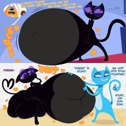 afraart vore vore_belly anthro anthro_pred anthro_prey anthropomorphic black_cat cartoon cat cat_pred catgirl catgirl_pred digested digested_prey digestion digestion_noises dog_prey fattening female_pred huge prey lupine_(fetch_with_ruff_ruffman) mouse_prey multiple_preys small_pred thick_butt thick_thighs weight_gain blossom_(fetch_with_ruff_ruffman) fetch!_with_ruff_ruffman