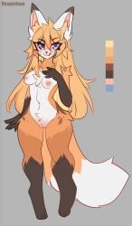 absurd_res anthro bedroom_eyes breasts canid canine chest_tuft female fox fur hi_res lena_(skittersqueak) mammal model_sheet narrowed_eyes orange_body orange_fur purple_eyes seductive solo tongue tongue_out tuft vesperinox white_body white_fur