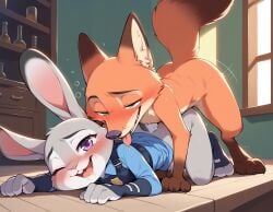 ai_generated doggy_style drunk drunk_sex fox furry judy_hopps nick_wilde police_uniform rabbit zootopia