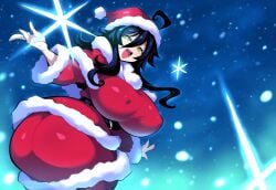 1girls ahoge ai_generated amber_eyes ass black_hair christmas christmas_clothing christmas_outfit covered_nipples female huge_ass long_hair magic mullon night novelai original original_character snow sorceress sorceress_sophia voluptuous voluptuous_female yellow_eyes