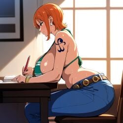 ai_generated ashitsutta big_breasts bikini_top female female_only nami_(one_piece) one_piece