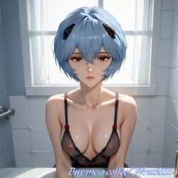 ai_generated bathroom black_lingerie blue_hair breasts cute_face lingerie neopn_genesis_evangelion rei_ayanami wrath555