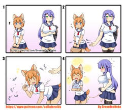 1futa 1girls 4koma after_sex animal_ears ass blue_eyes bottomless_skirt breasts cat_ears comedy comic cum cum_drip cum_inside cum_string cumshot curvy distracted ejaculation female female_penetrated femsub fish forced funny futa_on_female futadom futanari futanari_penetrating green_eyes greenteaneko happy huge_breasts humanoid humor implied_futanari intersex large_ass mammal marine mongirl_4koma no_panties oblivious orange_hair panties purple_eyes rape sex skirt skirt_lift sweat