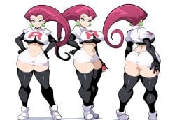 1girls ai_generated alternate_breast_size ass big_ass dat_ass female jessie_(pokemon) large_breasts mullon novelai pokemon reference_sheet solo solo_female solo_focus team_rocket that_ass_was_fat thick_thighs voluptuous voluptuous_female wide_hips