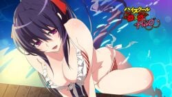 16:9_aspect_ratio 1girls akeno_himejima bikini bikni breasts cleavage clothing eyecatch female female_only fhd hd hd_(traditional) high_school_dxd high_school_dxd_-_eyecatcher high_school_dxd_hero himejima_akeno large_breasts looking_at_viewer official_art passione_(company) pool purple_eyes purple_hair red-striped_bikini red-striped_swimsuit red_bikini red_bikni red_stripes red_swimsuit screen_capture solo solo_female string_bikini striped striped_bikini striped_swimsuit swimsuit uno_makoto water