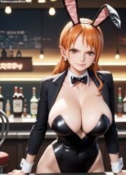1girls 2d ai_generated ass athletic athletic_female bare_shoulders belly big_ass big_breasts breasts bunny_ears bunny_girl bunnysuit cleavage clothing curvy curvy_figure cute cute_face detailed eyelashes eyeshadow female female_only fit fit_female focus ginger ginger_hair high_quality huge_breasts large_breasts legs light-skinned_female light_skin lips lipstick long_hair looking_at_viewer makeup mascara mature midriff nami_(one_piece) nero100 one_piece orange_eyes orange_hair pale-skinned_female pale_skin playboy_bunny posing post-timeskip sagging_breasts seductive seductive_look sitting stable_diffusion tagme thick_ass thick_butt thick_thighs thighs wide_hips
