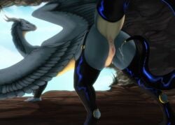 anus bodily_fluids butt clothed clothed_feral clothing detailed_background dragon feathered_wings feathers female feral furgonomics genital_fluids genitals hi_res inheritance_cycle latex legwear licking licking_lips licking_own_lips looking_at_viewer mythological_creature mythological_scalie mythology saphira scalie self_lick solo tail tail_anus tail_clothing terryburrs text thigh_highs tongue tongue_out vaginal_fluids vaginal_fluids_on_tail vulva wings