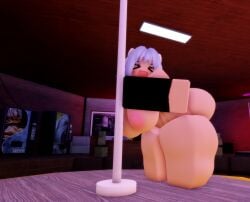 1girls 3d areolae ass big_breasts blue_hair breasts nude roblox roblox_avatar roblox_studio robloxian stripper_pole tagme thick_thighs thighs