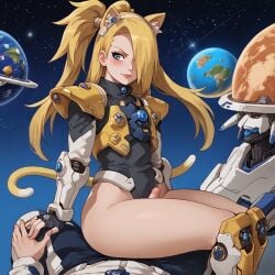 1boy ai_generated big_ass blonde_hair blue_eyes blush cat_ears deidara femboy femboy_focus femdom gesture heart male male_focus mecha mechanical naruto naruto_(series) naruto_shippuden pale planet presenting small_penis space spacesuit spread_legs thick_ass thick_legs thick_thighs yellow