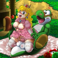 2017 apple balls breasts clothing crown dress drooling exposed_breasts female fireplace food footwear fruit gloves green_yoshi happy heart jewelry kitsune_youkai legwear lipstick lipstick_marks looking_back makeup male mario_(series) mushroom nintendo on_top open_mouth outside panties pendant princess_peach pussy pussy_juice reverse_cowgirl_position saliva sex shoes stockings straight super_mario_world torn_clothing towel tree underwear vaginal_penetration video_games yoshi