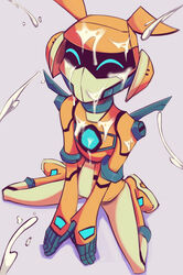 ^_^ blue_eyes cum cum_on_face cum_on_upper_body cum_shot facial female female_only helmet sari_sumdac transformers transformers_animated