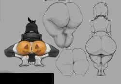 1girls adult_swim ass bare_ass barefoot big_ass body_paint bubble_butt creepy_susie fat_ass feet goth goth_girl halloween jack-o-lantern mooning no_panties pumpkin the_oblongs thick_thighs wifeburger