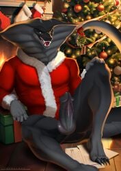 black_body christmas christmas_tree digital_drawing_(artwork) digital_media_(artwork) erection fangs genitals glans hi_res holidays looking_at_viewer male male_only mistletoe_on_tail nekochan90 penis plant reptile scalie sitting snake snake_hood solo tail teeth tree