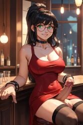 ai_generated cleavage dress dress_lift futanari public stockings theboxgoblin