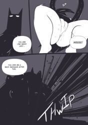 2017 anus ass big_butt comic dandy_demons demon devilchild duo female hi_res humanoid jared_(peculiart) male monochrome nude peculiart pussy straight sue_(peculiart) sweat tentacle text thick_thighs wide_hips