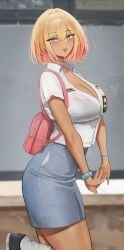 1girls 2024 artist_signature backpack big_breasts black_shoe blonde_hair blonde_hair_female blue_heart blue_hearts blue_skirt breast_pocket breasts busty busty_female cleavage collared collared_shirt female_focus female_only flag form_fitting gina_widyawati_(vloodozer) heart heart_tattoo huge_breasts indonesian indonesian_flag indonesian_high_school_uniform indonesian_school_uniform jewelry necklace no_sex one_leg_raised one_leg_up outdoor outdoors pink_backpack pink_bag plump_thighs posing posing_for_picture school_girl school_uniform schoolgirl schoolgirl_uniform see-through_shirt see_through see_through_shirt september shirt shoe silver_jewelry silver_necklace skirt socks solo_female solo_focus student tan-skinned_female tan_skin tanned_female tanned_skin tattooed_face tattooed_female thick_thighs tight_fit tongue tongue_out two-tone_hair two_tone_hair visible_breasts vloodozer white_shirt white_socks