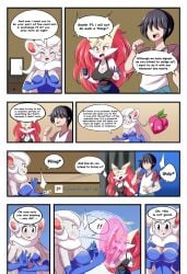 aphrodisiac berry braixen bray_(lucyfercomic) cincci_(lucyfercomic) cinccino comic failed_attempt furry_female lucyfercomic magic pokemon pokemon_(species) pokemon_trainer speech_bubble tank_top