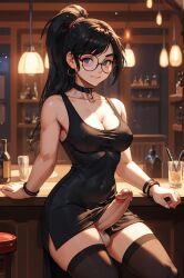 ai_generated cleavage dress dress_lift futanari public stockings theboxgoblin