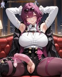 1futa 1futanari adult adult_female ai_generated armpit armpit_fetish armpits arms_behind_head arms_up big_breasts boobs breasts bust busty busty_female busty_girl cock condom dick dickgirl female futa futa_sans_balls futanari girl gloves hair_between_eyes half-erect hands_behind_head honkai:_star_rail honkai_(series) hoyoverse kafka_(honkai:_star_rail) large_breasts legs_apart legs_spread long_sleeves machine_muse mature mature_body mature_female mihoyo no_balls penis purple_eyes purple_hair pussy sexy sexy_body short_hair sitting sleeves solo spread_legs sunglasses sunglasses_on_head tits trans trans_woman uncensored used_condom vagina watermark wavy_hair